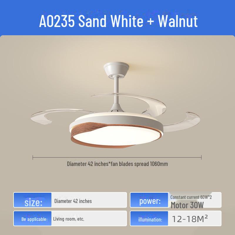 Современный потолочный вентилятор из орехового дерева с интеллектуальным преобразованием частоты для гостиной и столовой