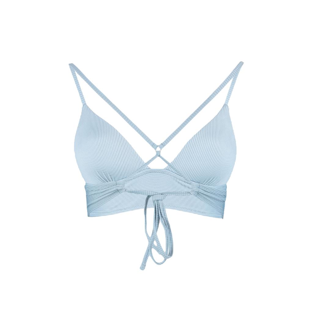 Черный текстурированный топ бикини с треугольными чашечками и пуш-апом Tbess21bu0010