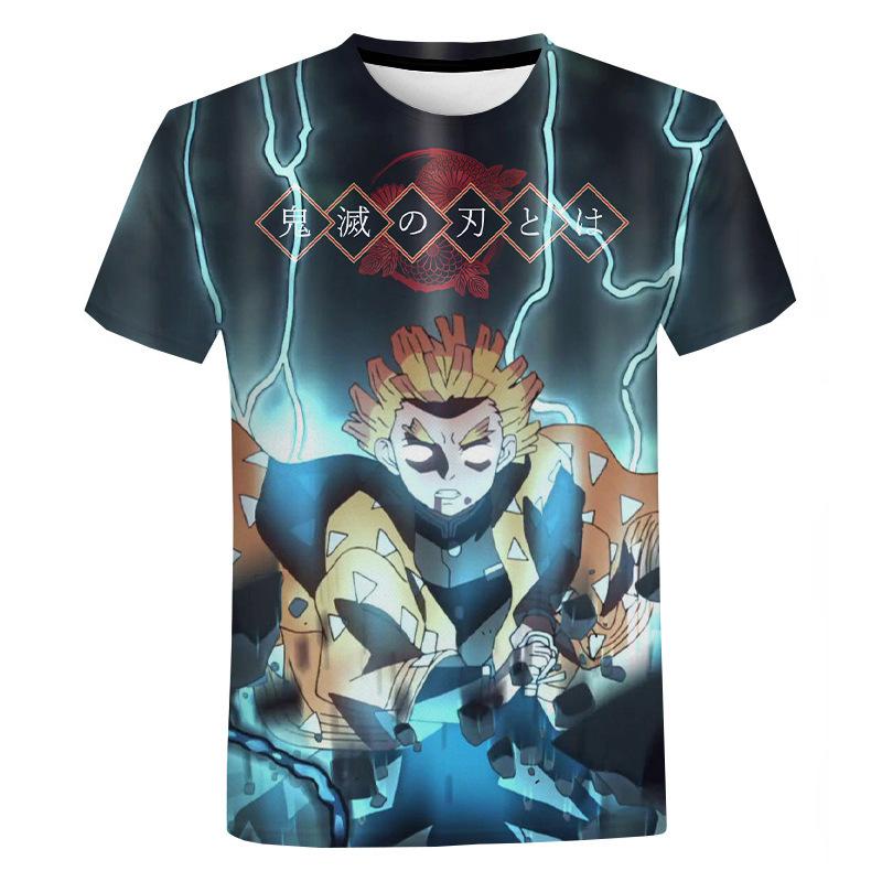 Новая летняя футболка с круглым вырезом, убийца демонов Kimetsu No Yaiba, аниме, мультфильм, короткий рукав, мужская и женская одежда, топ