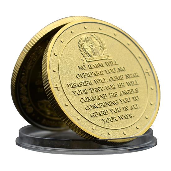 1/3/5Pcs Archangel Michael Challenge Coin Double-sided Carved Metal Medal Commemorative Medallion Round Collection Coin Home Office Desk Decoration