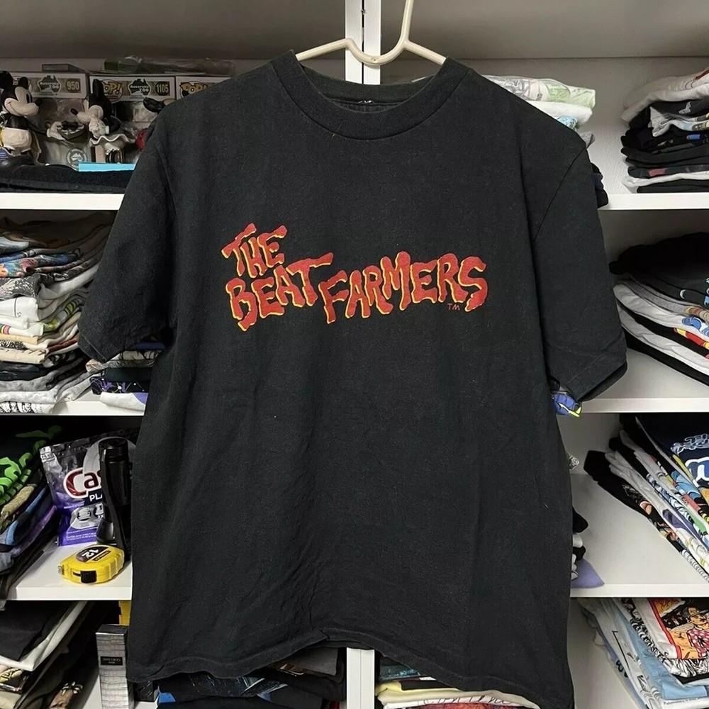 Логотип The Beat Farmers Подарок для фаната Черная футболка Полный размер S-5XL MI769 Унисекс футболка