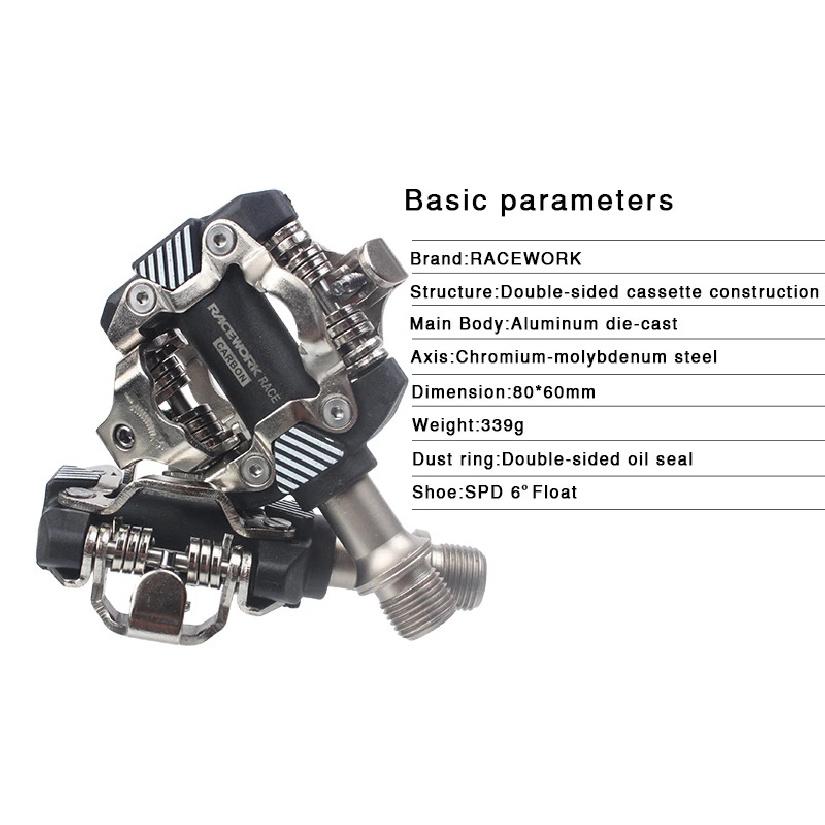 RACEWORK MTB Pedals - Ultra-Light SPD Self-Locking Bicycle Pedals for Mountain Bike Cycling