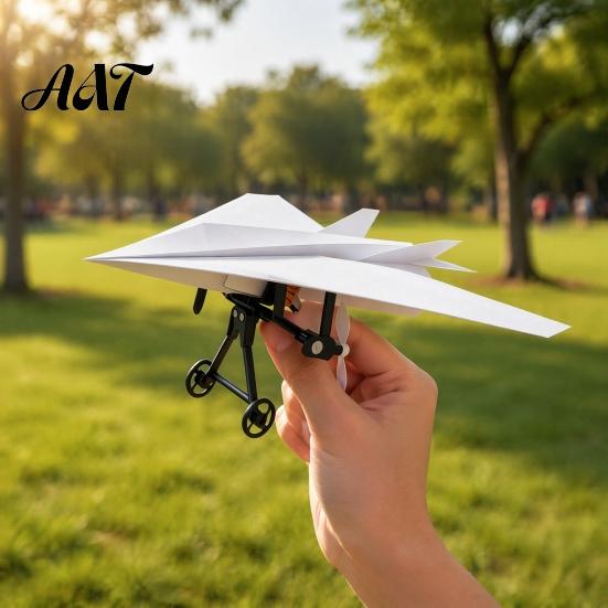 Remote Control Paper Airplane Kit, DIY Electric RC Plane with Gyro Set Stabilizer, Dual Propellers, Lightweight Glider Assembly Toy for Beginner