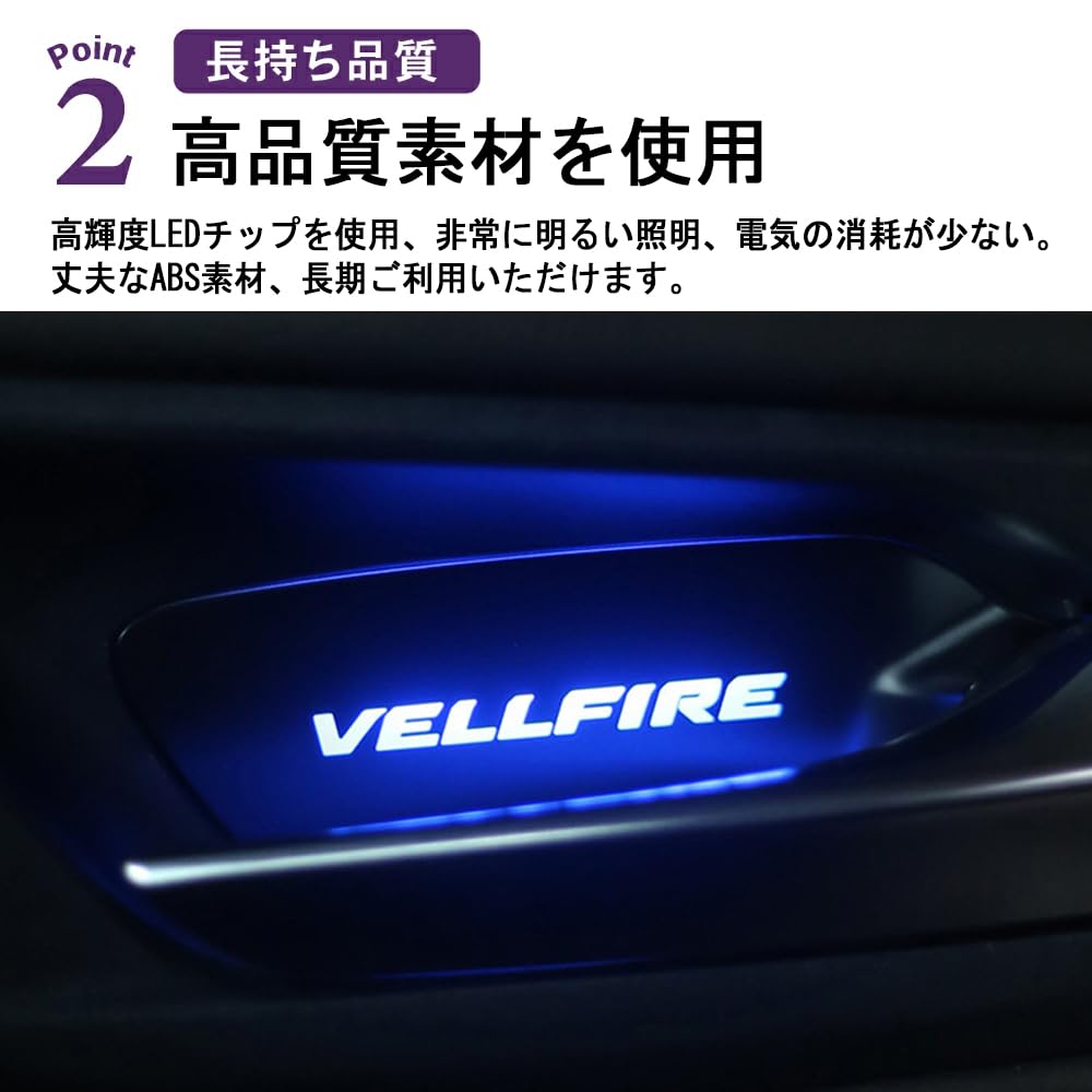 SAWAKAKI Лампа подсветки двери салона для Toyota Alphard 30 серии, светодиодная подсветка с логотипом, 7 цветов переключения (Набор из 2 предметов)