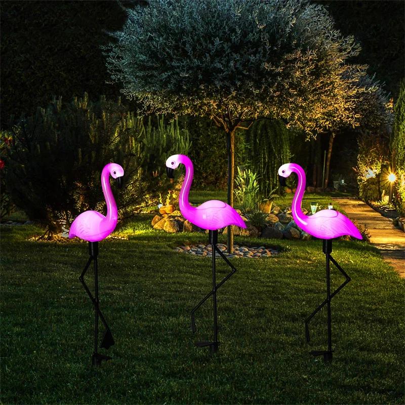 1pc Outdoor Solar Lights Flamingo Garden Led Stake Waterproof LED Landscape Ground Lamp for Outdoor Pathway Xmas Garden Decor