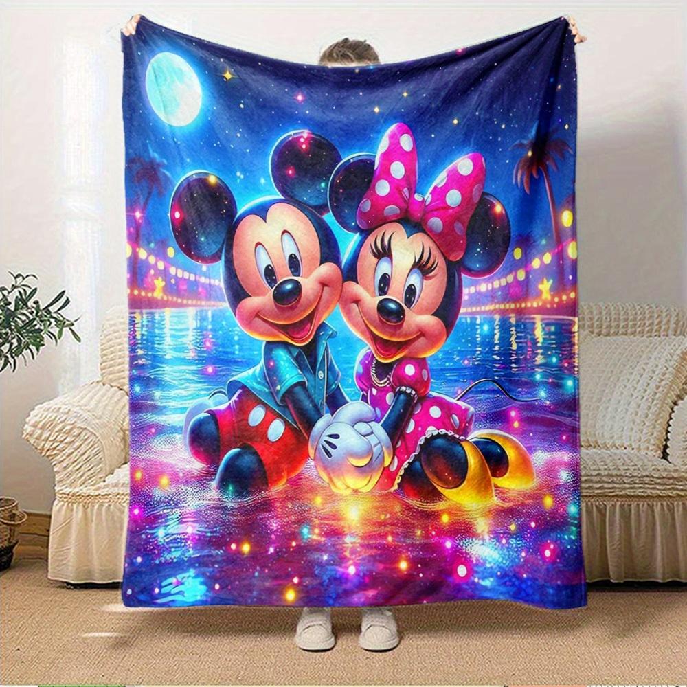 1pc Flannel Minnie Mouse and Mickey Mouse Bedding Throw Blanket Sofa Cover Gift Home Decor - Perfect for Sofa, Bed or Any Furniture -