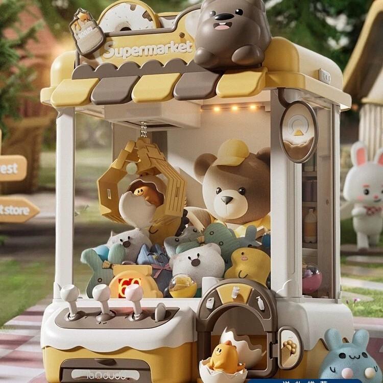 Игровой автомат для кукол Сделай сам Детский игровой автомат с монетоприемником Мини-кран для захвата игрушек Музыкальная кукла Детские рождественские подарки Игрушка для мальчика и девочки