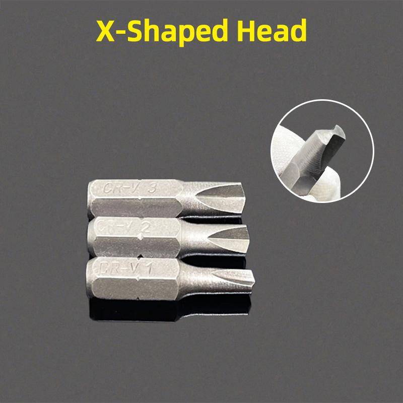 X Shape Screwdriver Bits C1 C2 C3 Special Head Screw Driver Bit 1/4” Hex Shank 25mm Repair Electric Drill Hand Tools Accessories