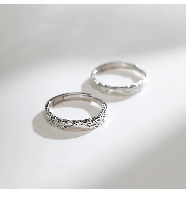 Tichya Sweet Etching Glacier Couple Rings - 999 Sterling Silver Open Design for Men and Women