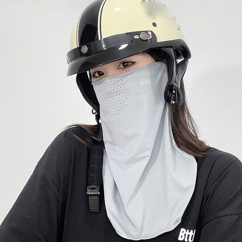 Letter Ice Silk Sunscreen Mask Breathable Neckline Face Cover Breathable Summer Face Veil Cycling
