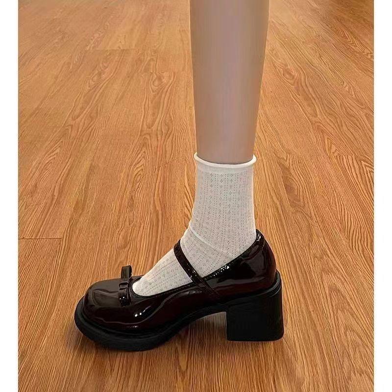 2025 Autumn Fashion Versatile Small Leather Shoes with Skirt Sweet Temperament Single Shoes French Bow Mary Jane Shoes Women
