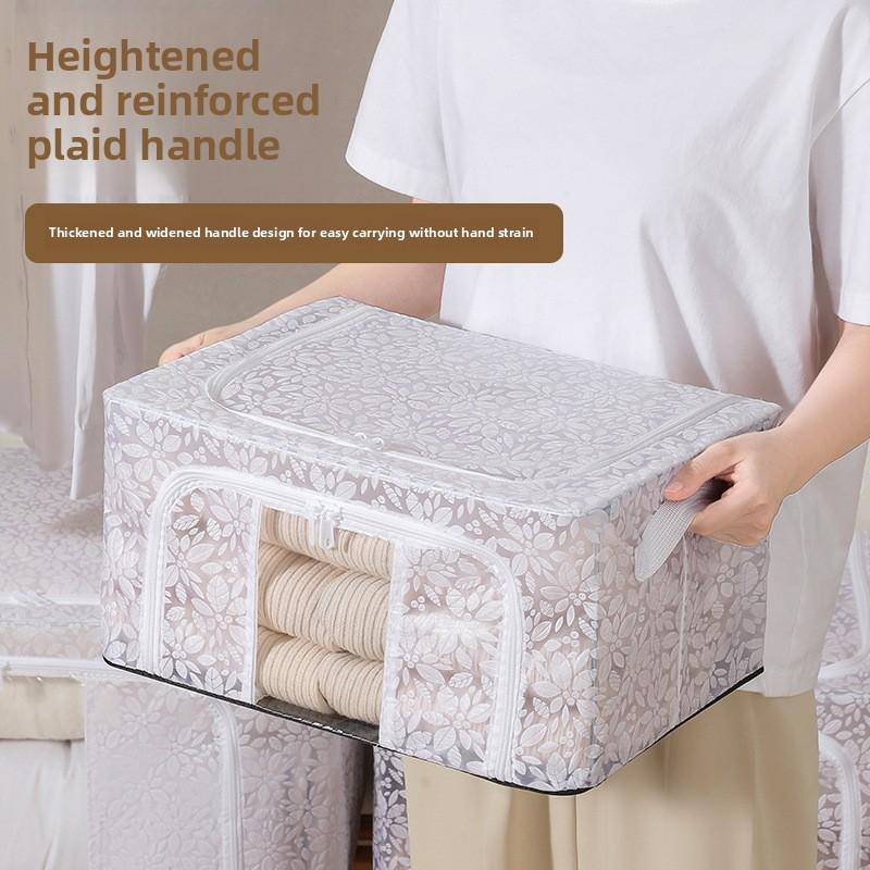 Pe Material Foldable Storage Bin With Printed Design For Bedroom Closet Organization