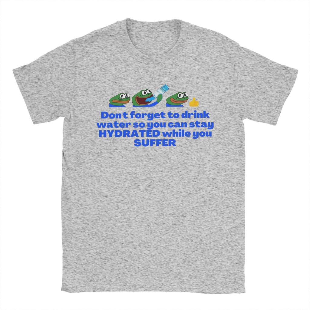 Мужские футболки Stay Hydrated P-pepe Frog Топы из чистого хлопка Повседневные футболки с коротким рукавом и круглым вырезом Взрослая футболка