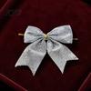 Christmas Tree Bow Decorations Glitter Bow, Gold Sparkling Ribbon Hanging Ornament for Powder Ties Gifts Wreath Gift Box, Festive Wedding Party Decor