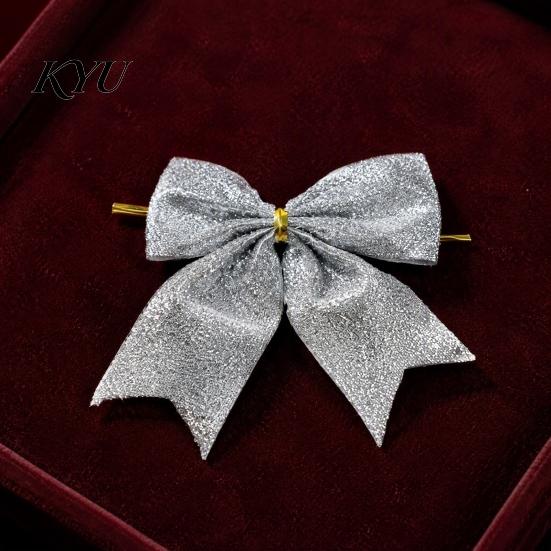 Christmas Tree Bow Decorations Glitter Bow, Gold Sparkling Ribbon Hanging Ornament for Powder Ties Gifts Wreath Gift Box, Festive Wedding Party Decor
