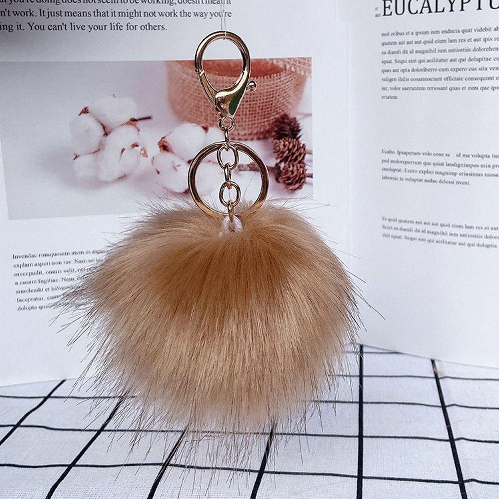 Metal Ring Fur Ball Keychain Fluffy Plush Ball Keychain Pom Pom Keyring  Bag Decoration