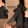 2025 Trendy Polka Dot Scarf | Detachable Rose Ribbon Shawl for Women Lightweight Cover Up Breathable Versatile Office Travel