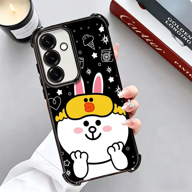 Cartoon Bear B-Browns C-Conys Plating Phone Case For Samsung A17 A07 A37 A57 A16 A56 A15 A55 A14 A54 A13 A53 A26 A36 A25 A35 A24