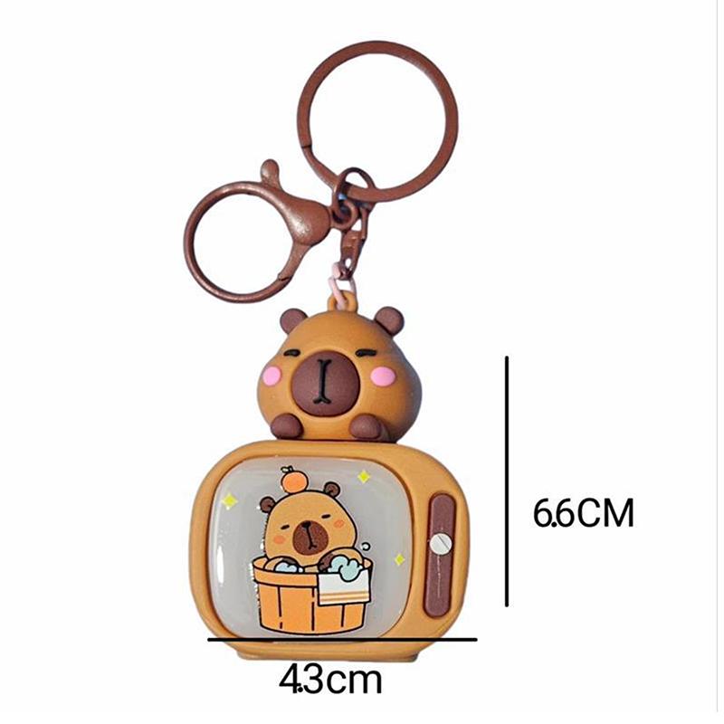 Мультяшный милый телевизор с капибарой и подсветкой, креативные забавные животные, брелок для ключей, автомобильный брелок, рюкзак, кулон для детей, ювелирный подарок