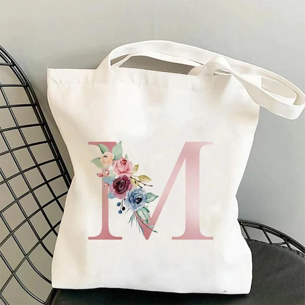26 Letter Printed Canvas Bag Handbag Large Capacity Fashion Student Shoulder Bag Women