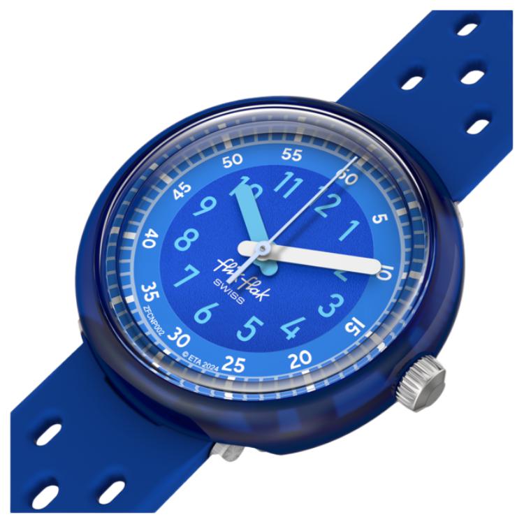 Swatch FLIK FLAK Серия BUBBLY HOURS кварцевый механизм 30 метров водонепроницаемые швейцарские часы 31,85 мм синий циферблат корпус из биопластика силиконовый ремешок ZFCNP002