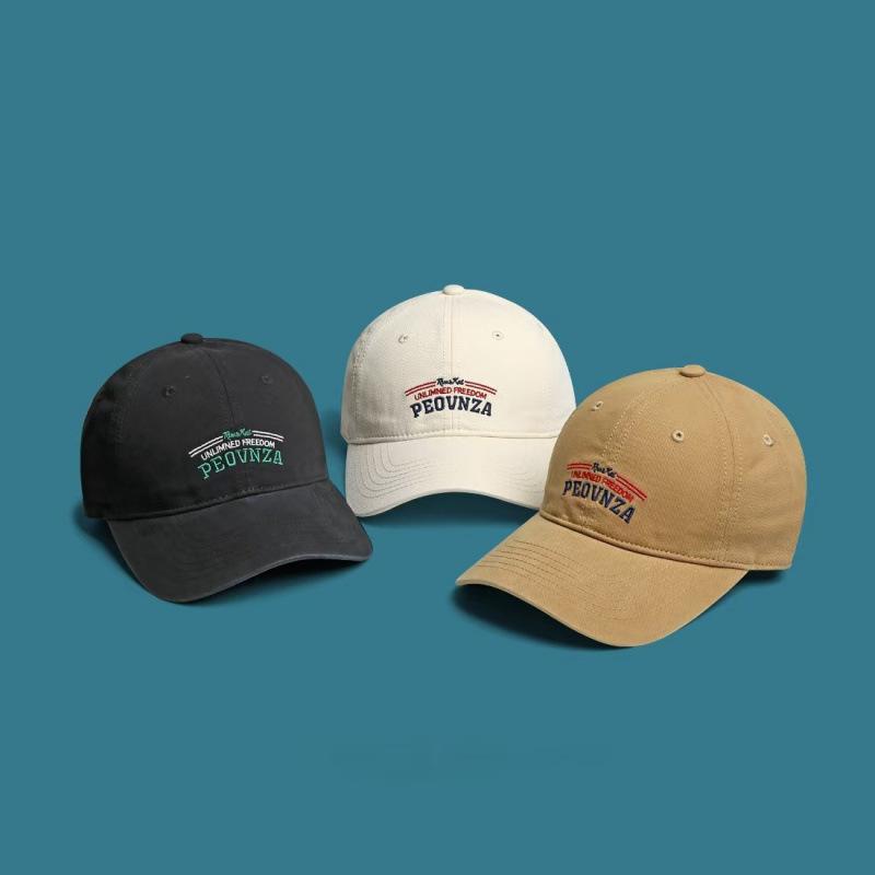 Japanese Casual Versatile Trendy Brand Couple Wide Brim Soft Top Cap Men'S Retro Embroidered Cap Women