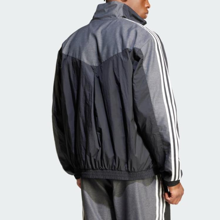 Adidas Originals Ss25 Striped Fashion Versatile Casual Long Sleeve Jacket Unisex Jacket Black KA3806