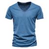 Summer Short Sleeve Cotton Tee Shirt Men V Neck Solid Sports T Shirts Men's Black White Tops