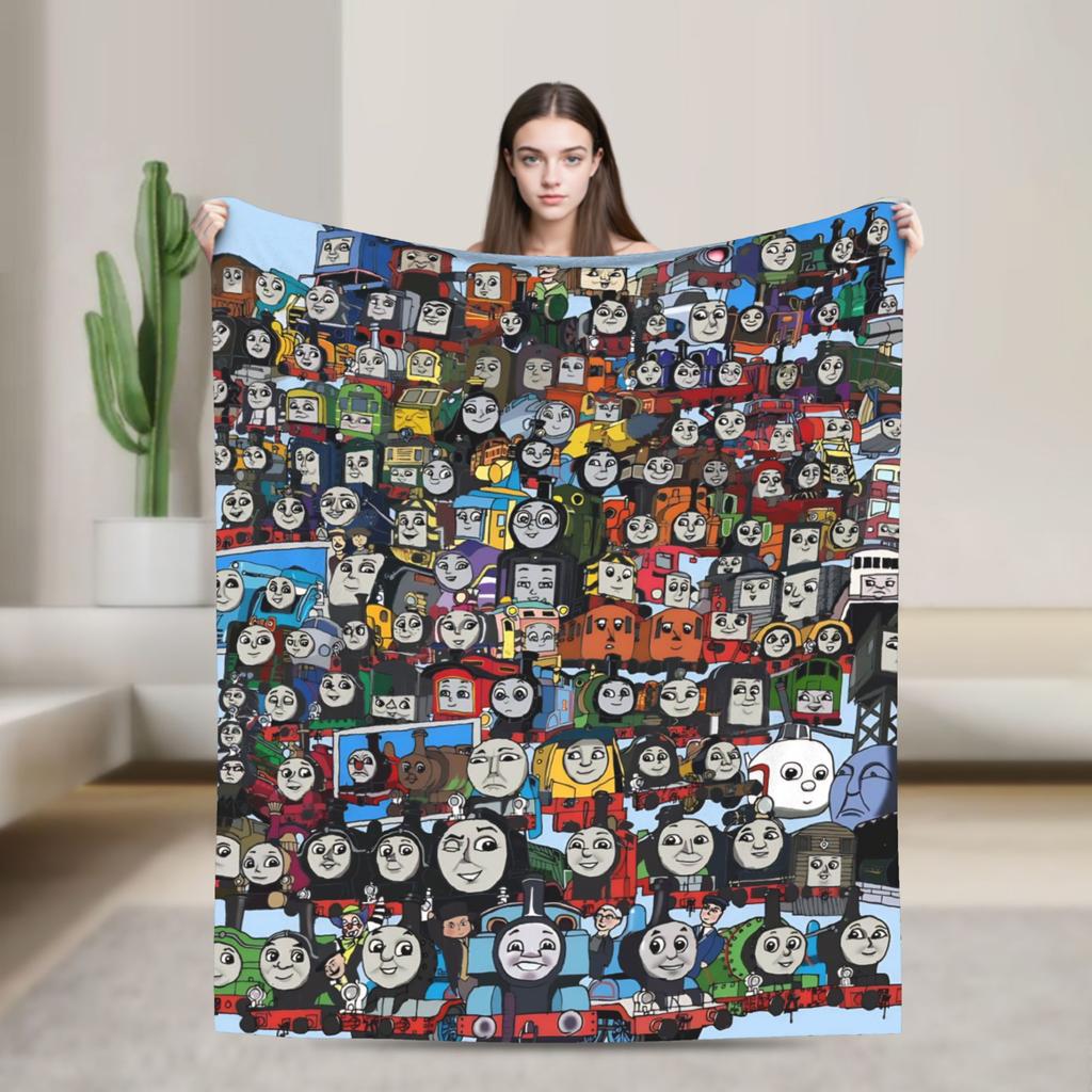 T-Thomas The Train Friends Blankets Camping Flannel Throw Blanket For Couch Chair Super Warm Custom Quality Bedspread Gift