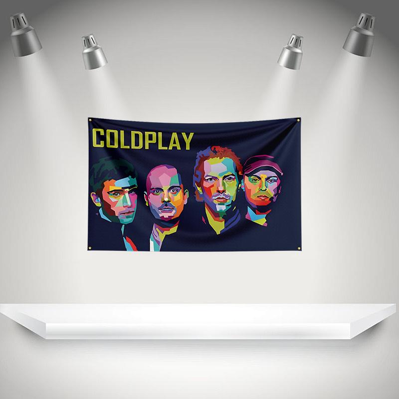 Флаг Coldplay Музыкальная рок-группа Баннер 3x5 футов С латунными люверсами HD-печать Гобелен Выставка Фанаты музыкальной группы Декор гаража