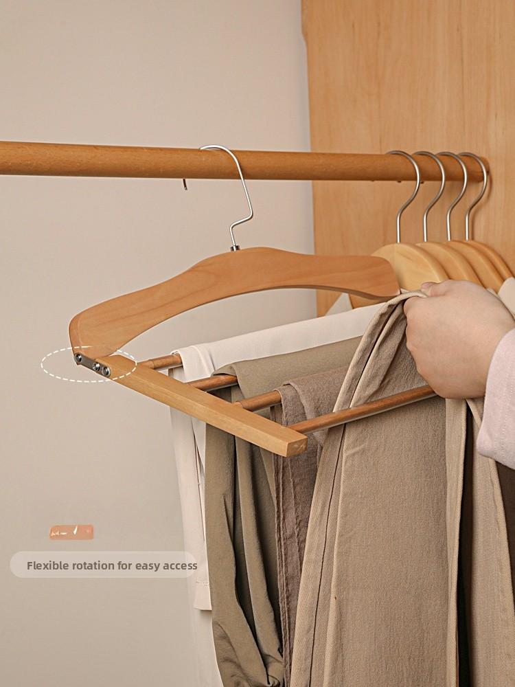 Real Wood Multi-Functional Multi-Layer Clothes Hanger No Trace Anti-Slip Tie Scarf Towel Storage Rack Clothes Hanger