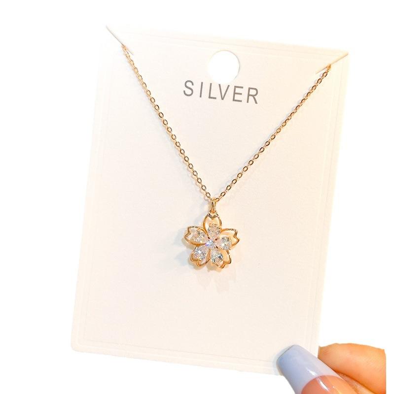 Ожерелье из стерлингового серебра S925, женский маленький кулон с цветком, модная нишевая цепочка на ключицу