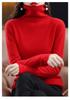 Women's 100% Wool Rolled Edge Turtleneck Sweater - Loose Fit Pullover Knit Base Layer