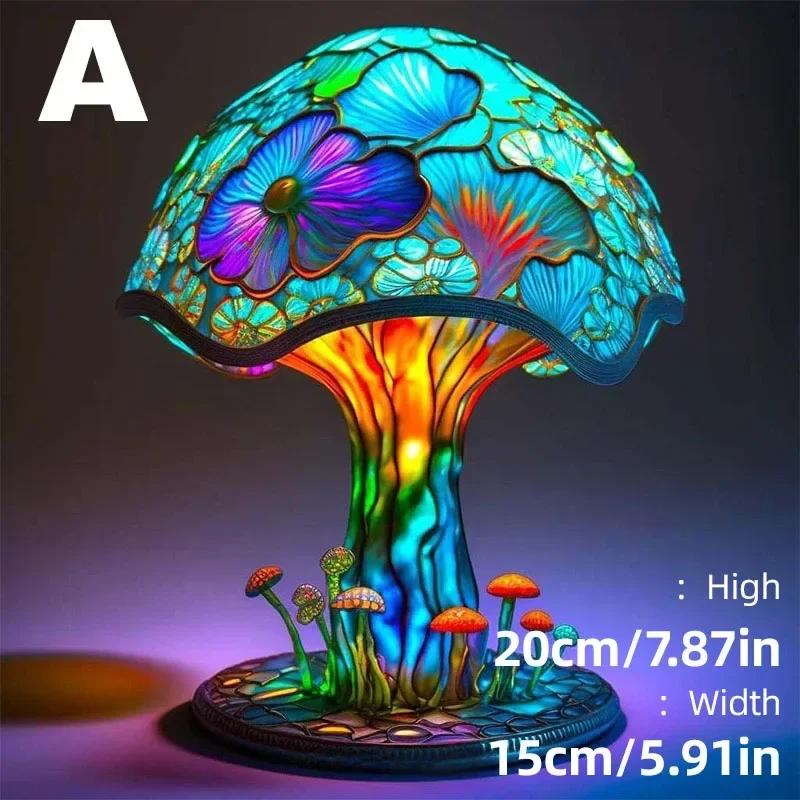 Creative Stained Plant Series Table Lamps Resin Colorful Bedroom Bedside Flower Mushroom Retro Table Night Lamp Atmosphere Light