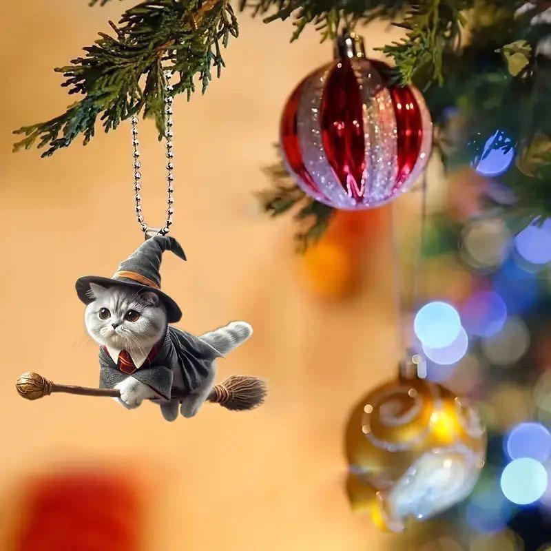 Exquisite Magic Cat Acrylic Flat Car Pendant with High Beauty Ins Cat Key Chain