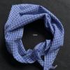 Silk Blue Plaid Bandana: Trendy Summer Triangle Scarf for Men & Women