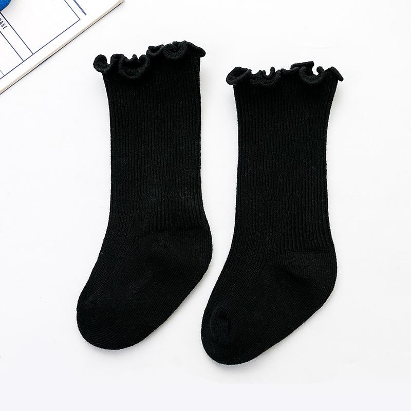 Весенне-осенние детские носки с оборкой для 0-3 лет - Хлопковые носки-гольфы для девочек