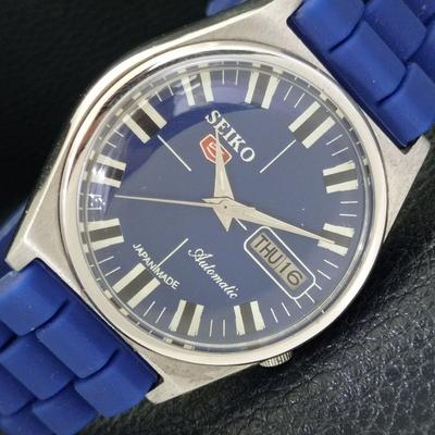 ЯПОНИЯ ВИНТАЖ SEIKO 5 АВТОМАТИЧЕСКИЕ 7009A МУЖСКИЕ ЧАСЫ С ЦИФЕРБЛАТОМ СИНЕГО ЦВЕТА a702106-5