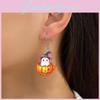 Halloween Themed Ghost Pumpkin Pot Pattern Women Acrylic Earrings For Unisex Fashion