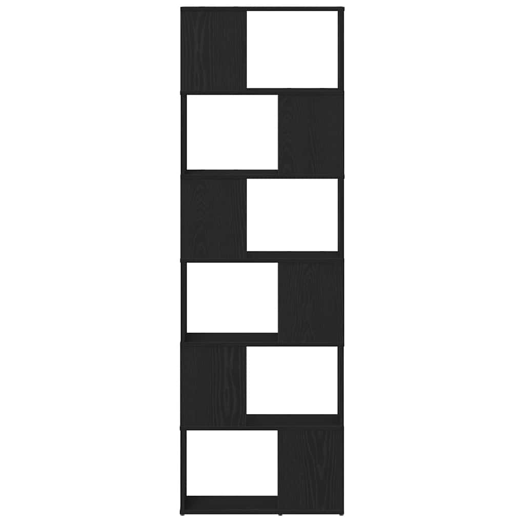 Bookshelf Room Divider Black Oak Effect 60 x 24 x 186 cm
