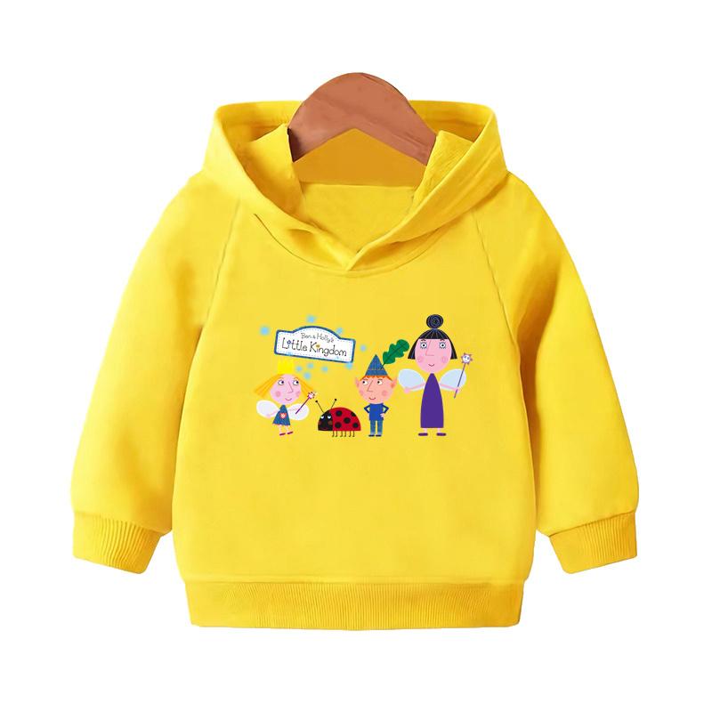 Ben and Holly Kingdom Cartoon Kids Hooded Hoodies Cute Girls Clothes Children Sweatshirts Autumn Baby Pullover Tops