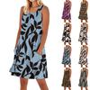 Women's Casual And Fashionable Round-neck Sleeveless Printing Mid Length Dress