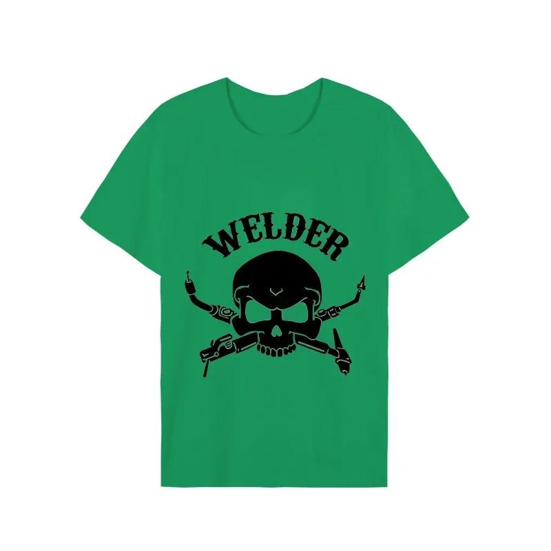 Мужская футболка Футболка с принтом черепа сварщика Футболки Одежда Черные футболки большого размера Футболки Механик Смешной дизайн Мужские футболки Топы