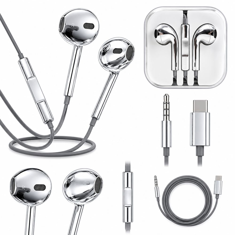 Metallic Finish In-Ear Earbuds Crystal Storage Case Earphones With Microphone Music Listening