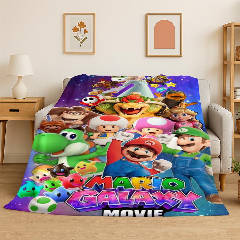 Cute Cartoon M-Mario Bros Game Soft Flannel Throw Blanket,Warm Cozy Blanket for Bed,Couch,Sofa,Bedroom,Living Room,Travel,Picnic
