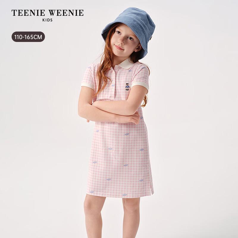 Teenie Weenie Клетчатое платье-поло А-силуэта для девочки