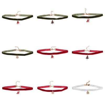 Мультяшный Рождественский Чокер Мультяшная Подвеска Санта Чокер Модный Бархатный Воротник Ожерелья Девушка