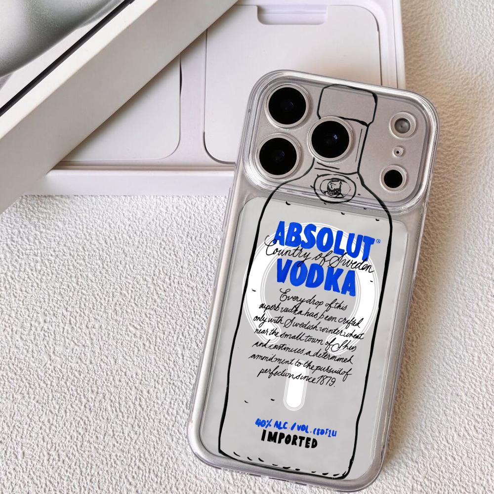 Крутой чехол для телефона COOL A-AbsolutS V-VodkaS для iPhone 17 16 15 14 13 12 Pro Max Plus с магнитным кристально чистым корпусом, поддержка беспроводной зарядки