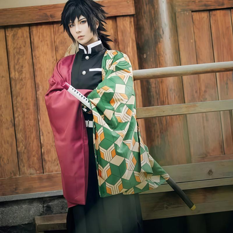 Аниме Kimetsu No Yaiba Tomioka Giyuu аксессуары для костюмов для косплея Pak Uniformen Kostuums Pruik Kind Volwassen Feest Cadeau
