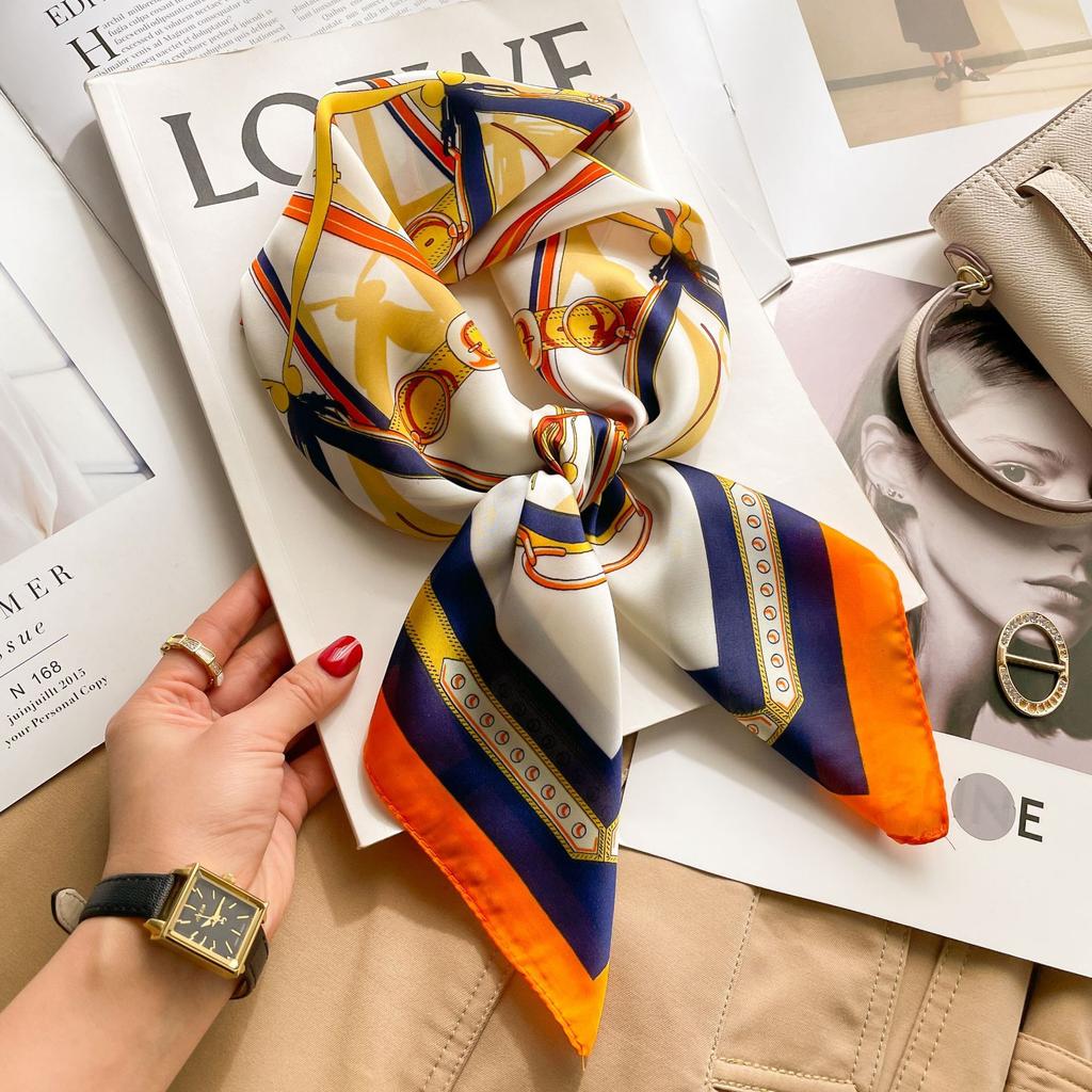 Spring And Summer Satin Long Scarf For Women Sunscreen Shawl Fashionable Beauty Scene Satin Long Scarf Versatile Travel Scarf